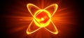 Radiant Atom Journey Abstract Representation of Nuclear Core Energy Transformation and Technology Royalty Free Stock Photo
