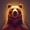 Radiant bear. A masterpiece of luminous graphical artistry in earthy brown and yellow hues. AI-generated