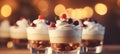 Radiant bokeh background with gourmet desserts and specialty coffee in an elegant patisserie setting