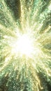 Radiant burst of golden light particles exploding in a luminous display of cosmic energy Royalty Free Stock Photo