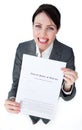 Radiant businesswoman showing a legal document