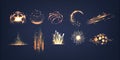 Radiant Cascade Of Golden Light, Gleaming With A Luminous Sheen, Adorned With Twinkling Sparks, 3d Vector Set