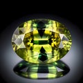 A radiant chrysoberyl in an oval cut with sharp golden-green reflections Royalty Free Stock Photo
