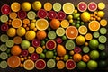 Radiant citrus selection, a burst of color with citrus fruits Royalty Free Stock Photo