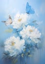 Radiant Connections: A Coherent Blend of White Flowers and Blue