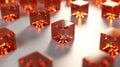 Radiant Connections: Small Metallic Dark Orange Cubes in a Fiber Optic Network