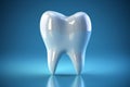 Radiant Dental Pearl, A brilliant white tooth, stands out on blue
