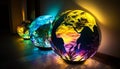 Radiant Earth Illuminated by LED Bulbs, A Vibrant World of Color and Life, Made with Generative AI Royalty Free Stock Photo