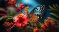 Radiant Elegance. Close-Up of a Vibrant Exotic Butterfly Perched on a Surface