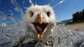 Radiant Flight: A Seagull\'s Striking Expression on the Coast