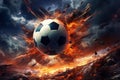 Radiant Futuristic soccer fire ball. Generate Ai