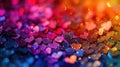 Radiant glittering background crafted from an array of colorful heart shapes. Ai Generated