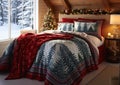 Radiant Glory at the Right Chalet: A bed of red blanket and tree