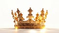 Radiant gold crown shines brightly on a white canvas, a symbol of noble sovereignty.