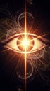 Radiant Gold Eye with Cosmic Light and Abstract Patterns Royalty Free Stock Photo
