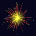 Radiant golden red green fireworks over night sky