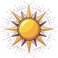 Radiant Golden Sun with Sharp Rays, Celestial Aura, and Energetic Burst Royalty Free Stock Photo