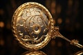 Radiant golden swirls on a vintage hand mirror cre Royalty Free Stock Photo