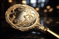 Radiant golden swirls on a vintage hand mirror cre Royalty Free Stock Photo