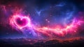 Radiant heart glows with vibrant pink and purple hues against a cosmic backdrop Royalty Free Stock Photo