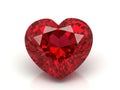 Radiant heart-shaped ruby gemstone on white background Royalty Free Stock Photo