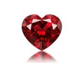 A radiant heart-shaped ruby gemstone on a white background Royalty Free Stock Photo