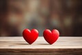 Radiant Hearts: A Connection Crafted with Care on a Wooden Table