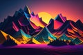 Radiant Horizons Mesmerizing 3D-Rendered Abstract Landscape with Vivid Colors and Striking Geometric Shapes