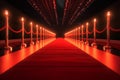 Radiant illumination highlights the elegance of an empty red carpet runway