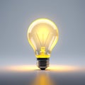 Radiant Innovation: Yellow Lightbulb with Glowing and White Ring for Creative Thinking Idea Concept - 3D Render Royalty Free Stock Photo