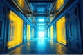 Radiant Interior Design: Sunshine Yellow & Sky Blue with Neon Lights and Glowing Walls