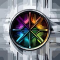 Radiant Kaleidoscope: Vibrant Asterisk in a Grayscale Universe Royalty Free Stock Photo