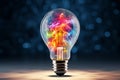 Radiant light bulb holds a vivid graphic, illuminating creativity and imagination Royalty Free Stock Photo