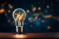 A radiant light bulb symbolizes ideas connected in a virtual network Royalty Free Stock Photo