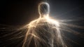 Radiant light emanates from the core of dynamic abstract visualization of human figure Royalty Free Stock Photo