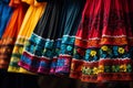 Radiant Mexican colorful skirt closeup. Generate Ai
