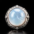 radiant moonstone cabochon with milky white appearance andadula Royalty Free Stock Photo