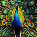 A radiant, multi-dimensional peacock with feathers that shift between universes, displaying its cosmic beauty4