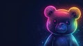 A radiant neon bear with ears aglow amidst a stardust background.