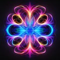 Radiant Neon Flower: Abstract Design With Vibrant Colors