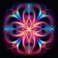 Radiant Neon Fractal Flower: A Psychedelic Journey Of Spiritual Symbolism Royalty Free Stock Photo