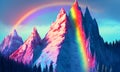 Crystal mountains with rainbow colors. Generative AI