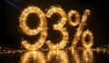 Radiant 93 Percent: Illuminated Numeric Representation on Dark Surface Royalty Free Stock Photo