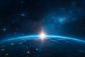 Radiant Planet, Earth\'s Glowing Majesty. earth from space with shining background