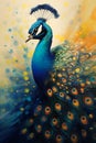 Radiant Plumage: The Majestic Peacock in the Urban Landscape Royalty Free Stock Photo