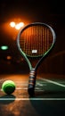 Radiant racquet sport, Green court illuminated with lively orange light