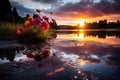 Radiant rainbow after a rain shower - stock photography