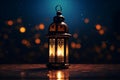 Radiant Ramadan lantern glowing background. Generate Ai