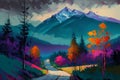 Radiant Ranges: An Explosion of Colors in the Landscape, AI Generative
