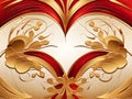 Radiant Reverie: Gold & Red Abstract Front and Back Set Royalty Free Stock Photo